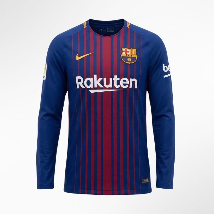 Barcelona Long-Sleeve Home Jersey – Blue & Red Stripes