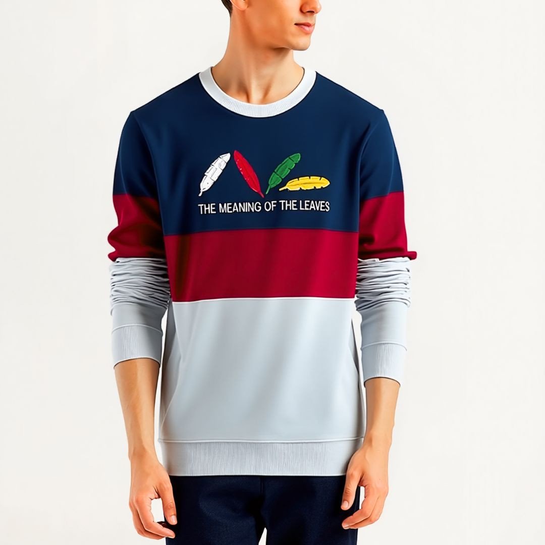 Men’s Color-Block Sweatshirt (Navy/Burgundy/Grey)