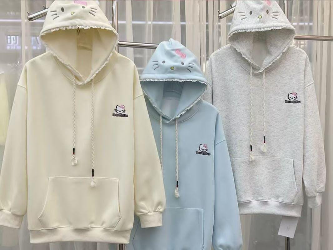 Cute Kitty Face Hoodie with Ears (Unisex)