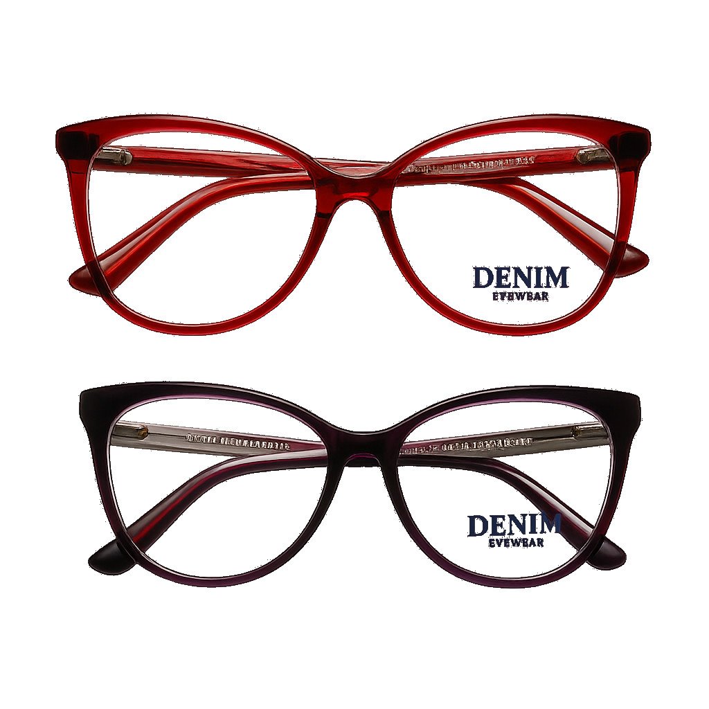 DENIM Eyewear – Square Cat-Eye Frames (Red & Wine)