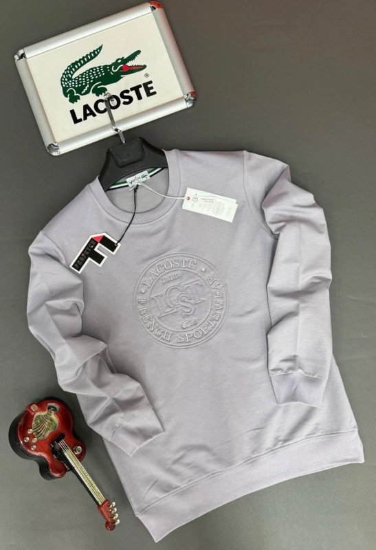 Lacoste Embossed Logo Sweatshirt – Light grey Casual Pullover for Men