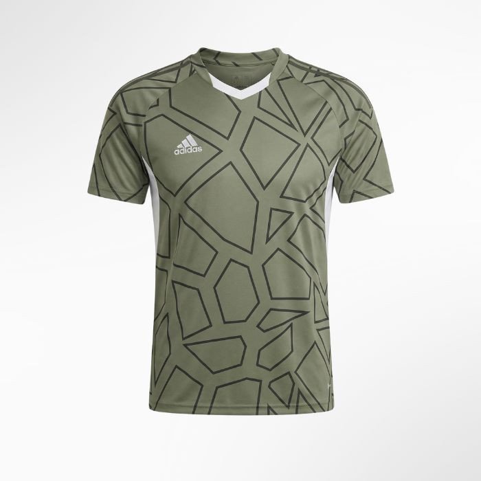 Adidas Olive Green Geometric Sports T-Shirt