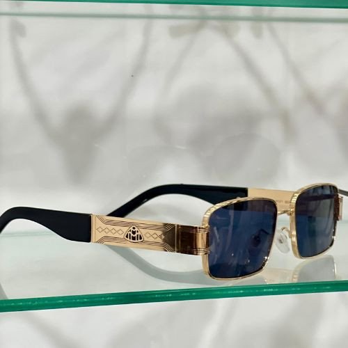 Luxury Gold Frame Square Sunglasses – Blue Lens
