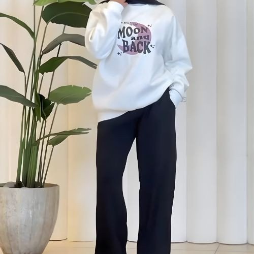 “Moon & Back” Oversized Graphic Sweatshirt