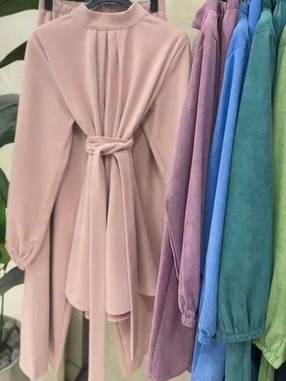 Tie-Back Soft Suede Tunic Dress