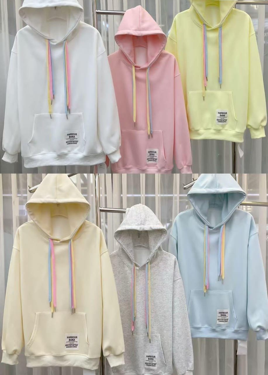 Pastel Fleece Hoodie with Rainbow Drawstrings – Unisex